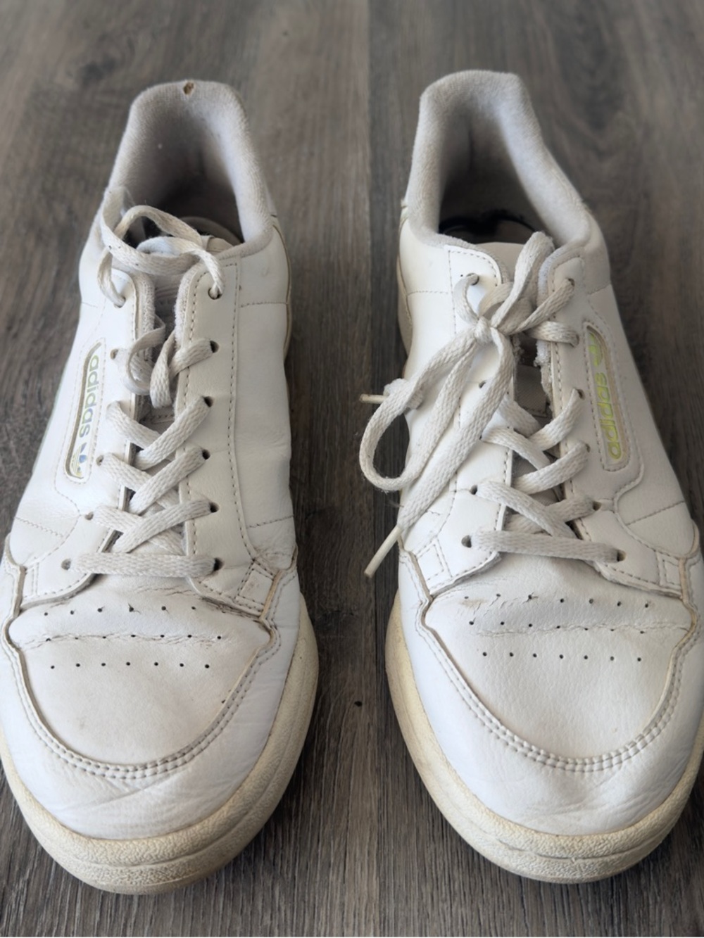 adidas White Leather Low-Top Sneakers with Subtle Green Accent